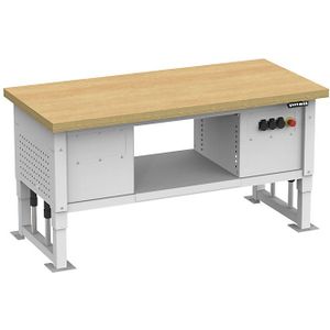 Zwaarlasttafel, elektrisch in hoogte verstelbaar, bladbreedte 1685 mm, oppervlaktebelasting 2000 kg, lichtgrijs RAL 7035