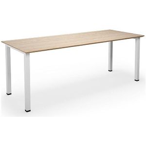 Multifunctionele tafel DUO-U Trend, recht blad, diepte 800 mm, breedte 2000 mm, eikenhout, wit