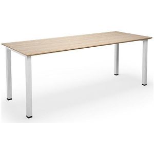 Multifunctionele tafel DUO-U Trend, recht blad, b x d = 2000 x 800 mm, eikenhout, wit