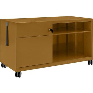 BISLEY Note™ CADDY, h x b x d = 563 x 1000 x 490 mm, links 1 universele- en hangmappenlade, dijon