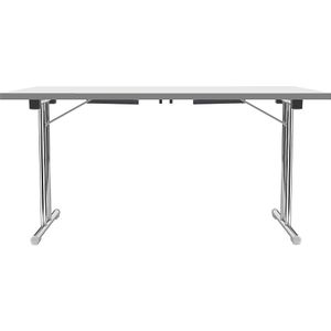 Inklapbare tafel met dubbel T-vormig onderstel, frame van staalbuis, verchroomd, wit/antraciet, b x d = 1200 x 600 mm