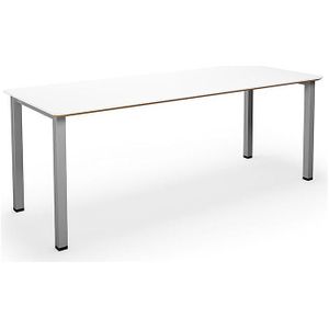 Multifunctionele tafel DUO-U Trend, recht blad, afgeronde hoeken, b x d = 1800 x 800 mm, wit, zilver