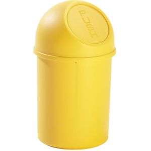 helit Push-afvalbak van kunststof, inhoud 6 l, VE = 6 stuks, h x Ø = 375 x 216 mm, geel