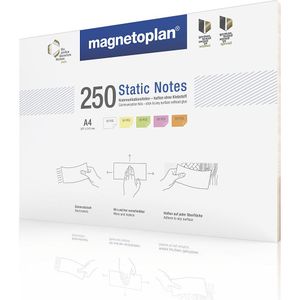 magnetoplan Static Notes notitieblaadjes, VE = 250 st., kleurrijk gesorteerd, h x b = 210 x 297 mm
