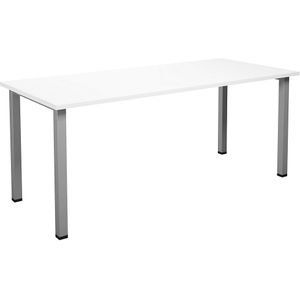 Multifunctionele tafel DUO-U, recht blad, b x d = 1800 x 800 mm, wit, zilver