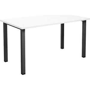 Multifunctionele tafel DUO-U, recht blad, b x d = 1400 x 800 mm, wit, zwart
