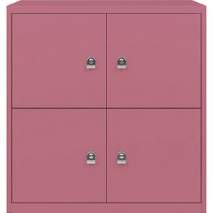 BISLEY LateralFile™ Lodge, met 4 lockers, hoogte per 375 mm, roze