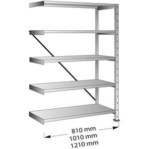 CLEANA-inhaakstelling, aanbouwstelling, legbordbreedte 800 mm, 5 legborden, legborddiepte 400 mm, vakdraagvermogen 200 kg