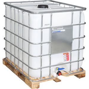 IBC-container RECOBULK, inhoud 1000 l, op houten pallet, DN-opening 150 mm / DN-uitlaat 50 mm