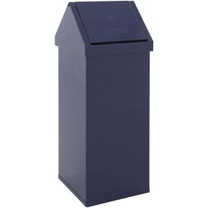 Afvalbak met tuimeldeksel, inhoud 110 l, b x h x d = 360 x 1000 x 360 mm, aluminium, blauw