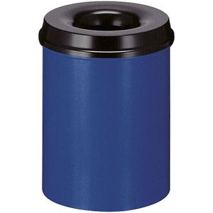 Veiligheidsprullenbak, staal, zelfdovend, inhoud 15 l, h x Ø = 360 x 255 mm, bak blauw / zelfdovend deksel zwart