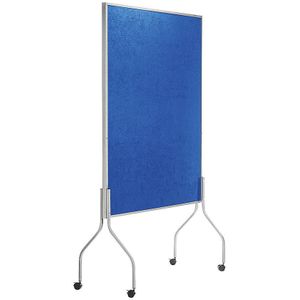 Presentatiewand, mobiel, h x b x d = 1950 x 1200 x 680 mm, textielbekleding blauw