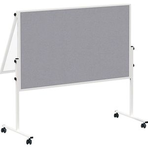 MAUL Presentatiebord MAULsolid, mobiel, inklapbaar, whiteboard / grijs viltoppervlak