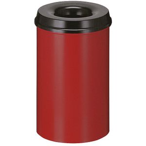 Veiligheidsprullenbak, staal, zelfdovend, inhoud 20 l, h x Ø = 426 x 260 mm, bak rood / zelfdovend deksel zwart