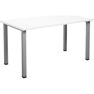 Multifunctionele tafel DUO-U, recht blad, b x d = 1400 x 800 mm, wit, zilver