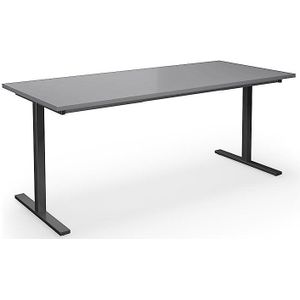Multifunctionele tafel DUO-T, recht blad, b x d = 1800 x 800 mm, lichtgrijs, zwart
