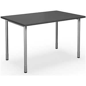 Multifunctionele tafel DUO-C, recht blad, b x d = 1200 x 800 mm, donkergrijs, zilverkleurig