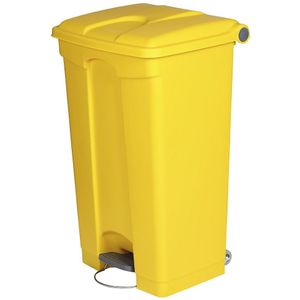 Afvalverzamelaar met pedaal, inhoud 90 l, b x h x d = 505 x 790 x 410 mm, geel