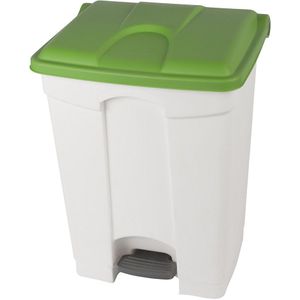 Afvalverzamelaar met pedaal, inhoud 70 l, b x h x d = 505 x 675 x 415 mm, wit, deksel groen