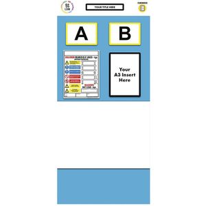Stelling-informatiebord dubbele markering, whiteboard, h x b = 2000 x 900 mm, blauw