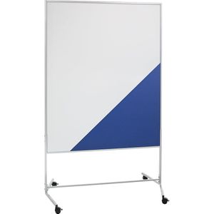 eurokraft basic Presentatiewand, mobiel, textielbekleding / whiteboard, b x h = 1200 x 1500 mm, blauw