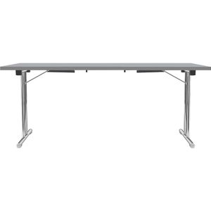 Inklapbare tafel met dubbel T-vormig onderstel, frame van staalbuis, verchroomd, lichtgrijs/antraciet, b x d = 1800 x 800 mm