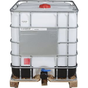 IBC-container RECOBULK, UN-goedkeuring, inhoud 1000 l, op houten pallet, DN-opening 150 mm / DN-uitlaat 80 mm