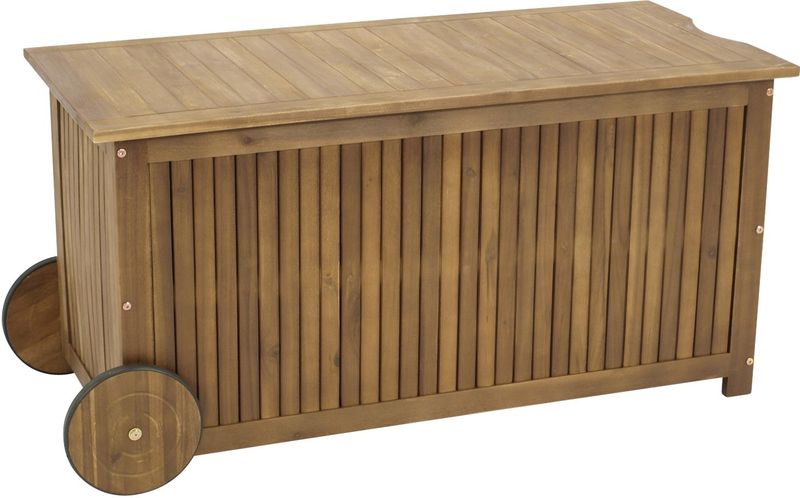 Kissenbox mit Rollen 123x52x59cm, Akazie