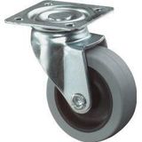 Lenkrolle, Gummirad, grau Gleitlager 80 mm