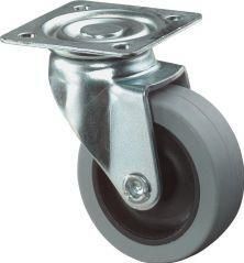 Lenkrolle, Gummirad, grau Gleitlager 80 mm