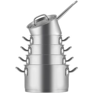 Sola Profiline Pannenset Inductie - 5 Delig - Ø 16,16,18,20,24 cm - RVS Pannen - Kookpannen Set - Zilver