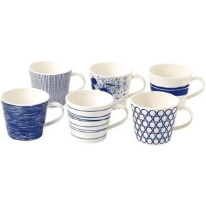 Royal Doulton Pacific - Mok - Wit / Blauw - Porselein - Set van 6