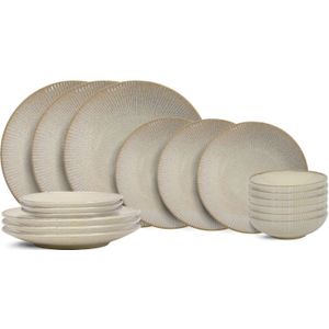 Cookinglife - Serviesset Coastal Lines Ocean - Beige - 18-delig - 6 Personen