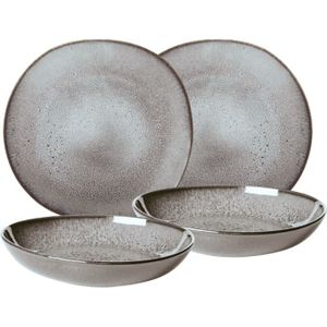 Villeroy & Boch Serviesset Lave - Beige - 4-delig / 2 personen - 2 dinerborden en 2 diepe borden