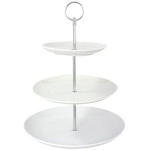Etagere - Wit - Keramiek - 16x21x26cm - Drie Laags Rond