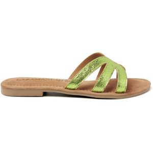 Lazamani  Slippers Dames  Groen  Leer