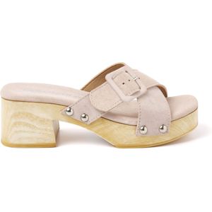 Lazamani  Clogs Dames  Beige  Suède