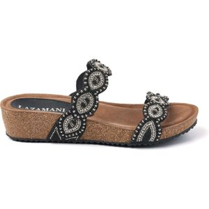 Lazamani  Slippers Dames  Zwart  Leer