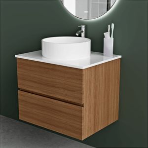 Eiken - Badkamermeubel - 60 cm - MDF - Inclusief Waskom