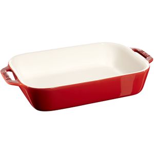 Staub Ceramique Ovenschaal 27 cm, Rechthoekig, Kersenrood - Ceramique - Staub