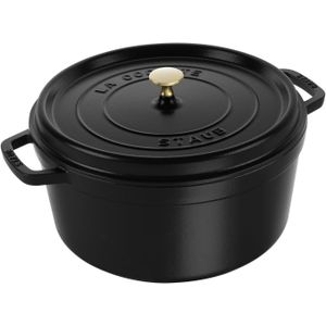 Staub Cocotte Braadpan 34 cm - 12.6 L - Matzwart Email - Gietijzer