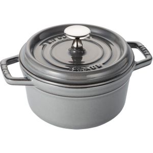 Staub Cocotte 16 cm: Lichtgrijze Ronde Geëmailleerde Gietijzeren Pan voor Alle Vuren, Inclusief Inductie