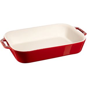 Staub Ceramique Ovenschaal 34 cm, Rechthoekig, Kersenrood - Ceramique - Staub