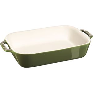 Staub Ceramique Ovenschaal 27 cm, Rechthoekig, Basilicumgroen - Ceramique - Staub
