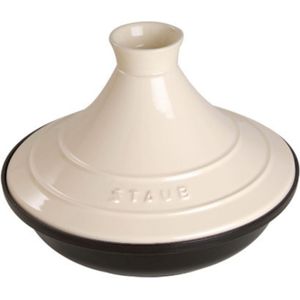STAUB Tajineschaal van Gietijze - Deksel van Keramie - Ø 20 C - Crèmekleurig