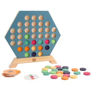 BS Toys Drie bij Elkaar - Bordspel | Strategisch spel voor 2 spelers vanaf 8 jaar | Houten ontwerp met speelkaarten en fiches