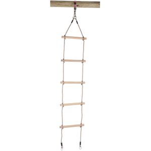 Touwladder 5 x hout + PPØ10mm lang ondereind + 4 ringen