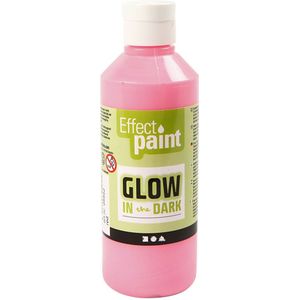 Glow in the Dark Verf - Lichtrood, 250ml