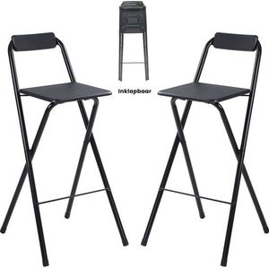 inklapbare barkruk - per 2 - barkrukken met rugleuning - Opvouwbare barkrukken set van 2 - opklapbaar - zwart - outdoor - barstoel - klapstoel - inklapbaar - met voetsteun - camping - barkruk buiten