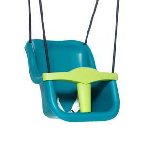 Kunststof Babyzitje Luxe Turquoise/Limegroen - Zwart Gevlochten Touw